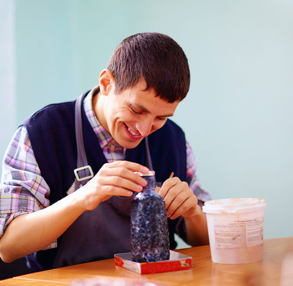 Residents making crafts